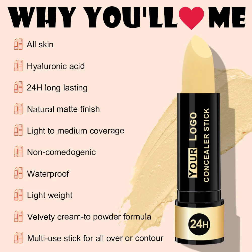 Wholesale Private Label 22 Colors Long Lasting Vegan Cruelty Free Custom Logo Waterproof High Full Coverage Concealer Stick - Image 2