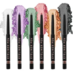 Custom High Pigment Glitter Eyeliner Pencil Waterproof Long-Lasting Smudge-Proof Shimmery Metallic Eyeliner Makeup Pen