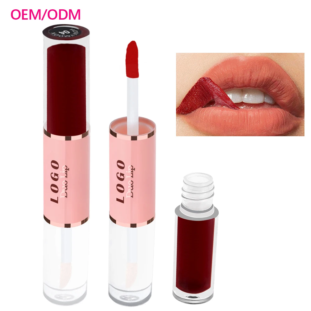 Custom Long Lasting Double Head One Side Peel of Lipgloss Another Side Lip Oil Private Label Double Lip Gloss Custom Logo
