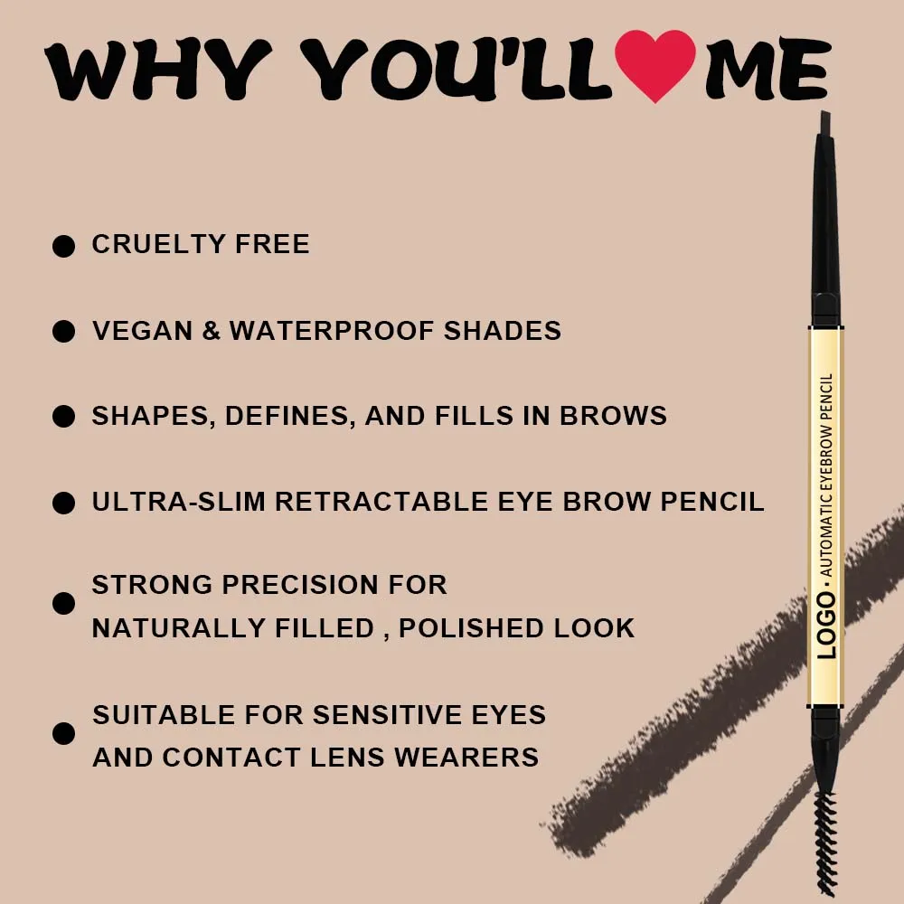 Custom logo Private Label Makeup Lasting Waterproof Dual Purpose Auto Eyebrow Pencil Cosmetics Factory Eye Brow Pencil - Image 4