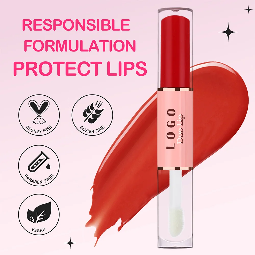 Custom Long Lasting Double Head One Side Peel of Lipgloss Another Side Lip Oil Private Label Double Lip Gloss Custom Logo - Image 4