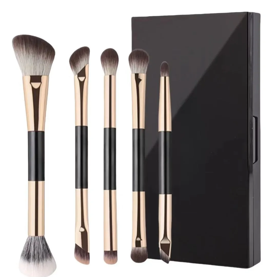 Luxury Double-Ended Nose Contour Makeup Brush Set 4pcs/5pcs Travel-friendly Mini Mirror Box for Face Contour Concealer - Image 5