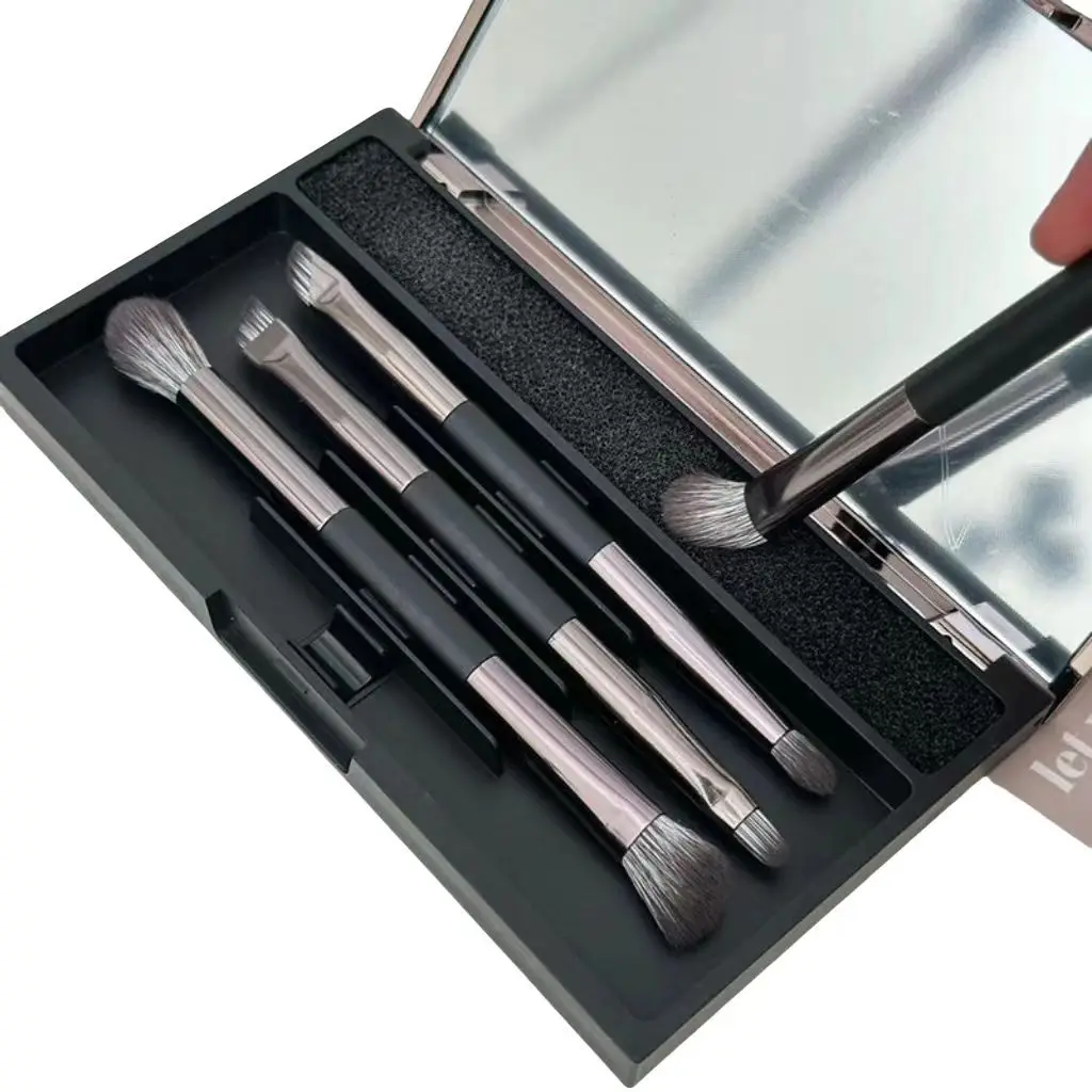Luxury Double-Ended Nose Contour Makeup Brush Set 4pcs/5pcs Travel-friendly Mini Mirror Box for Face Contour Concealer - Image 2